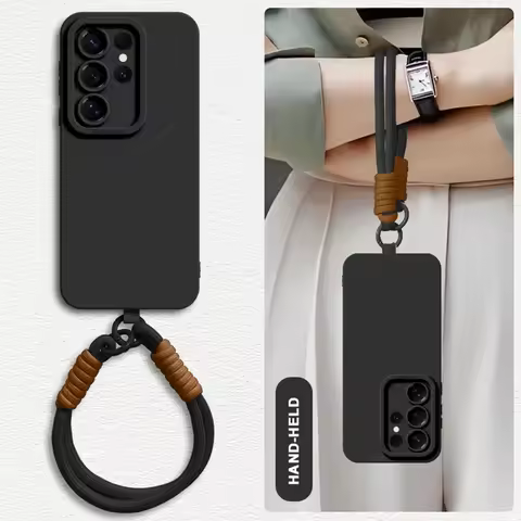 Wrist Strap Liquid Silicone Phone Case For Samsung Galaxy S24 S23 S22 S25 Ultra Plus A54 A53 A52 A55