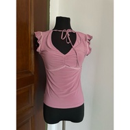 retro sexy style ruffle v shape Y2K tops blouse 👚