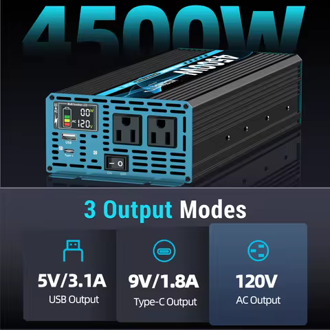 Inverter Pure Sine Wave DC12V To AC 120V Voltage 4500W Power Converter Solar Panel Car Transformer L