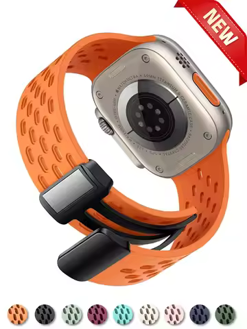 Magnetic Strap For Apple Watch Ultra 2 Band 44mm 40mm 46m 45mm 41mm 42mm Silicone Correa bracelet iW