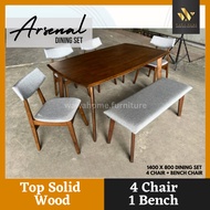 Arsenal Wood Dining Set / Meja makan Kayu 1+4+1 / Table / Bench Chair / Chair PROMO