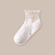 LJMOFA 8-12Yrs โรงเรียนแฟชั่นลูกไม้ถุงเท้าผ้าฝ้ายบริสุทธิ์ถุงเท้าสีขาวสำหรับเด็กผู้หญิง
