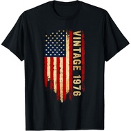 Men's cotton T-shirt Vintage 1976 Made In 1976 American Flag 50th Birthday Gifts T-Shirt