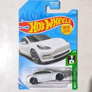 HW Hotwheels Hot Wheels Tesla Model 3 White 2019 Green SpeedHW