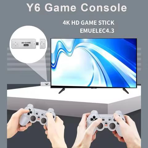 NEW Y6 2.4G Wireless Game TV Stick Retro PS1 Family 4K HD Portable Video Game Console Support Multip