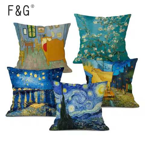 Van Gogh Oil Painting Art Decorative Cushion Cover Throw Pillow Case for Sofa, Car , and Office Deco