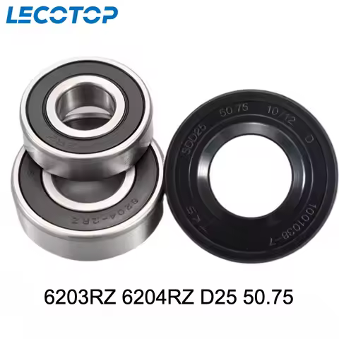 New 6203RZ 6204RZ D25 50.75 Bearing Kit With Oil Seal For Washing Machine Washer Replacement Parts