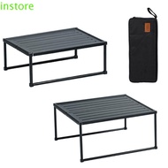 INSTORE Collapsible Camping Table, Carring Bag Folding Small Beach Desk, Sturdy Lightweight Portable Aluminum Alloy Outdoor Furniture BBQ Grill