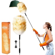 Extendable Lambswool Duster 30-55inch with Aluminium Alloy Handle, Natural Long Feather Duster for C