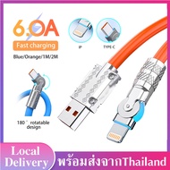 120W 6A เร็วสุดๆสายชาร์จ หมุน180° Rotation Type C/ ไอโฟน Cable Liquid ซิลิโคนสาย สำหรับ Xiaomi Huawei Samsung OPPO VIVO Realme สาย ไอโฟน สำหรับ Samsung iPhone Huawei Xiaomi OPPO VIVO Android A94