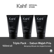 KAHF Triple Action Oil And Comedo Defense Face Wash 100ml Triple Pack Indonesia / Men's Facial Soap 
