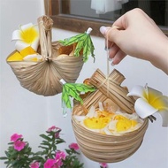 東南亞老撾泰國棕櫚葉冰沙碗泰式椰子冰沙籃子奶茶泡魯達編織提籃