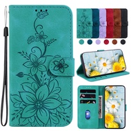 Huawei Nova Y61 Y70 Plus 8i 7i 5T 4E 3 3i 4G 5G Casing Lily Flower 3 Card Holder Slots PU Leather Stand Flip Cover with TPU Shockproof Case
