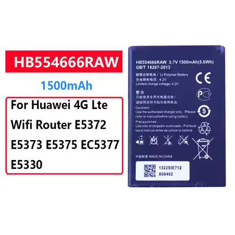 HB554666RAW Battery 3.7V 1500mAh For Huawei 4G Lte Wifi Router E5372 E5373 E5375 EC5377 E5330