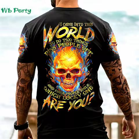 Skull Pattern Back Print Clothes Men Graphic Tees Men's Summer Clothes Designer Clothes Men Short Sl