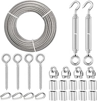 TooTaci 1/4" Wire Rope 50ft, 1/4 Stainless Steel Cable, 7x19 Strands Aircraft Cable with M8 Turnbuck