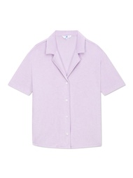 AIIZ (เอ ทู แซด) - เสื้อเชิ้ตแขนสั้นผู้หญิงคอเสื้อทรงรีสอร์ท ผ้าขนหนูสีพื้น Womens Towel Terry Resort Shirtsn