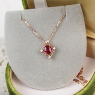 【復古窗花】18K 玫瑰金 紅寶石復古滾邊項鍊 紅寶石 鑽石