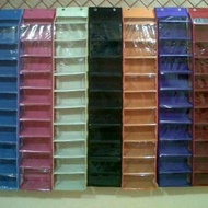 Plain hanging shoe rack with 11 thick plywood base, full zipper, size 27, 13, 125 cm