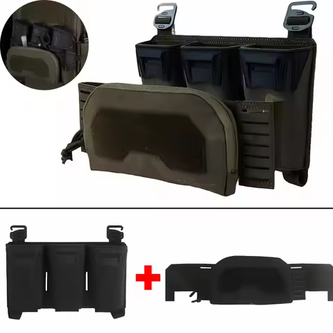 Tactical Admin Pouch w/ Multi-caliber 5.56 9mm Triple Mag Pouch MOLLE Front Placard System 2nd Layer