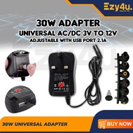 Adjustable 3v 4.5v 5v 6v 7.5v 9v 12v AC DC Power Supply Adaptor 30W Charger Adaptor 6 Plugs Adapter with USB Port
