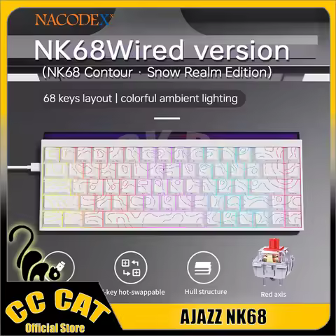 Ajazz Nacodex Nk68 Mechanical Keyboard Wired Keyboards NK68 V2 68 Keys Small Size Keyboard Hot Swap 