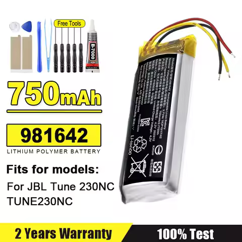 3.7V 981642 750mAh Lithium Battery for JBL Tune 230NC 230 NC TUNE230NC TWS Wireless Bluetooth Earpho