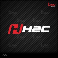 PUTIH MERAH H2C Cutting Sticker Car Motorcycle Laptop Helmet Window Sticker - Red and White