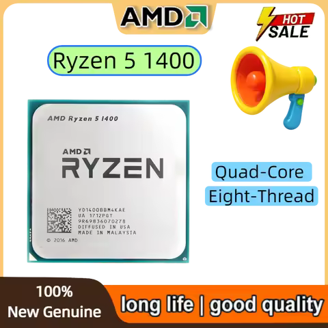 AMD Ryzen 5 1400 R5 1400 3.2GHz Quad-Core Eight-Thread CPU Processor Socket AM4
