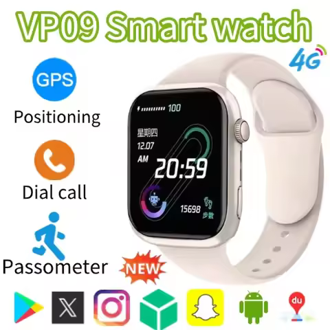 2025 VP09 Smartwatch 4G 5G Dual SIM Android OS GPS Navigation WIFI Connection 8MP Rotating Camera Go