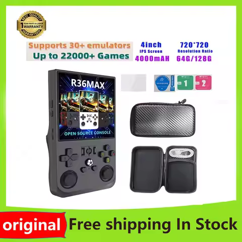 Original 128GB R36Max Retro Handheld Game Console Linux System 3.5 Inch Screen Portable Pocket Video