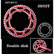 [In Stock] Litepro Road bike Chainring double disc 2-piece toothed aluminum alloy double disc 53t-39t folding bike sprocket wheel