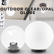 ZON [6/8/10/12-inch] Weatherproof Outdoor Opal Globe Light Lamp Casing For Gate/Pole Lampu Pagar E27
