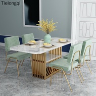 TLQ Nordic Dining Table Set Marble Table And Chair Rectangular Modern Simple