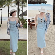 Set 2 Piece women's 2-strap long dress with Jacket