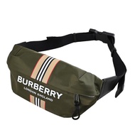 BURBERRY 8035766 燙印LOGO 經典條紋尼龍胸口/腰包.綠