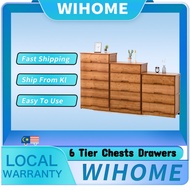 Solid Wood Bamboo 6 Drawers Tall Chest/ chest drawer/ chest of drawer/ / Almari Baju / cabinet / sto