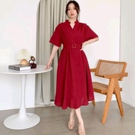 Dress Merah Imlek Wanita Terbaru Midi Busui Fit to XL