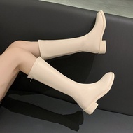 Short Long Boots Female below the Knee Tall Knight Boots Autumn and Winter Fleece-Lined Thick Heel L