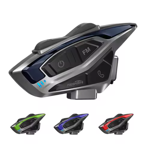 Fodsports T6 Motorcycle Intercom Bluetooth Helmet Headset,1000M,BT5.4,FM Radio.