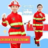Fireman Costumes for Kids Sam Firefighter Firetruck Boy Girl Party Career Uniform Work Cosplay RolePlay Suit Clothing