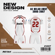 AC MILAN AWAY JERSEY 2006-2007 NEWEST SHORT FREE CUSTOM NAME AND NUMBER FOR ADULTS AND CHILDREN