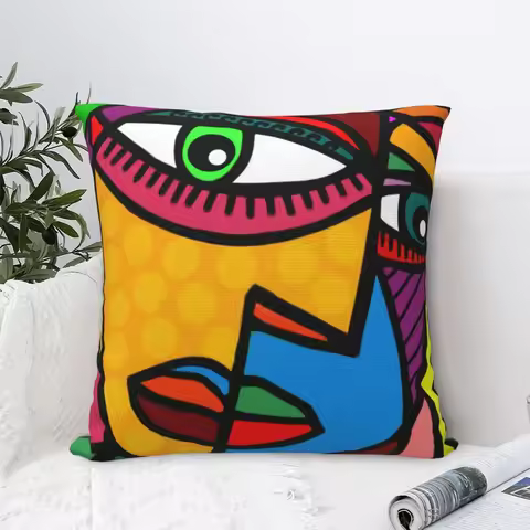 Pillow Cover Picasso Painting Pattern Cushion Cover Abstract Face Cute Funny Pillow Case For Living 