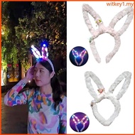 WIT Plush Bunny Headband Led Bunny Headband Led Rabbit Headband Light Up Easter Headband Glowing Lum