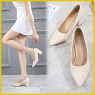 ✿ ➕◬ ♈ NOBLESSE Korean Pointed Toe Block Heels Office Shoes