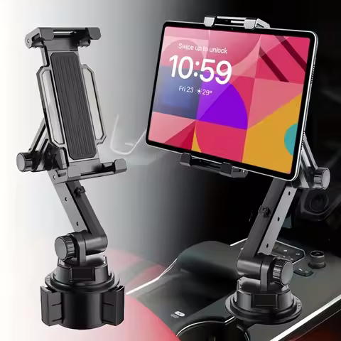 Universal 360 Car Tablet Stand Cup Holder Automobile Mount with Cable Fixing Cradle for IPad Pro 12.