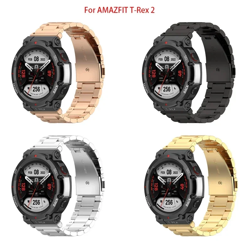 Stainless Steel Strap For Amazfit T Rex 2 Smart Watch Band Metal Bracelet For Amazfit T-Rex 2 Wristband