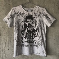 MrR龐克頭小丑妝拳擊手賽博符印主義圖騰手工破壞手繪純棉T-shirt