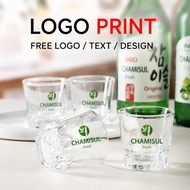 Customizable glassware with logo printing 50ml glass shochu glass printed lettering transparent spir