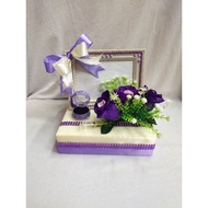 gubahan frame mas kahwin c/w bekas cincin(purple cream)
